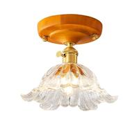 Wmmner Plafonnier Semi-Encastré Lampe de Plafond À Base En Bois Vintage Verre de Style Français Petit Plafonnier Pour Couloir Balcon Entrée Foyer Escalier Allée Loft Restaurant Lustre (B)/Une Seule Co