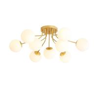 Wmmner Plafonniers Suspendus Minimalistes Modernes Abat-Jour En Verre Rond Blanc Près Des Plafonniers E27 Lampe Suspendue À Espace Court Utilisée Pour L'Éclairage de L'Étude/Chambre/Salon/Porche.(Or)