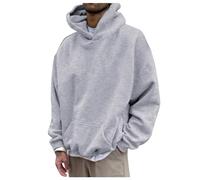 Wmmner Plain Hoodies for Men Classic Basic Hooded Sweatshirts Casual Pullover Men's Solid Fall Shirt Long Sleeve/Gris/M