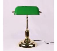 Wmmner Plating V-Intage Desk Lamp/Table Light/Bedside Study Office Banker's Lamp with Black Glass Shade,Hardware Base and Pull Switch,Contemporary Dining Room/Or