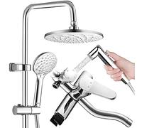 Wmmner Pommeau de Douche Et Système de Douche À Main 8 Pouces Douche À Effet Pluie Aérienne - Fonction Douche À Main Mélange de Douche Carréer Système de Douche Mélangeur de Douche Carré Chrome Argent