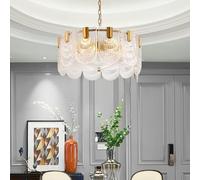 Wmmner Postmodern Crystal Glass Chandeliers Antique Brass Lighting 2-Tier Scalloped Chandelier,Chandelier/Une Couleur/4 Lumières