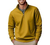 Wmmner Quarter Zip Pullover Pour Hommes En Plein Air Casual V Neck Fall Tops Mens Trendy Polo Shirt Long Sleeve Plus Size Collar Sweatshirts/Jaune/s