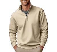 Wmmner Quarter Zip Pullover Pour Hommes En Plein Air Casual V Neck Fall Tops Mens Trendy Polo Shirt Long Sleeve Plus Size Collar Sweatshirts/Kaki/3Xl