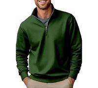 Wmmner Quarter Zip Pullover Pour Hommes En Plein Air Casual V Neck Fall Tops Mens Trendy Polo Shirt Long Sleeve Plus Size Collar Sweatshirts/Vert de L'Armée/Xl