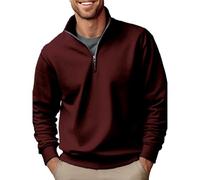 Wmmner Quarter Zip Pullover Pour Hommes En Plein Air Casual V Neck Fall Tops Mens Trendy Polo Shirt Long Sleeve Plus Size Collar Sweatshirts/Vin/4Xl