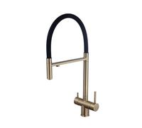 Wmmner Robinet de Cuisine À 3 Voies Avec Pull-Down Spray, Double Poignée Flexible, Double Sortie, Laiton Chromé, Mitigeur Moderne Pour Évier - Installation Facile Et Économie D'Eau/Brossé