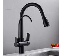 Wmmner Robinet de Cuisine Coulissant En 3 Modes Mélangeur de Filtre À Eau Pivotant En Col de Cygne À 360° Robinet Noir Sous L'Évier Pour Un Accès Facile Et Une Eau Propre - Design Élégant, Polyvalent