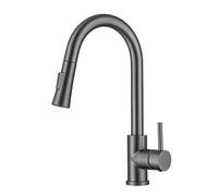 Wmmner Robinet de Cuisine En Acier Inoxydable Avec Pulvérisateur Coulissant, Poignée Simple À 2 Modes, Eau Chaude Et Froide, Bec Pivotant - Mitigeur D'Évier de Cuisine Noirulz 000772 Robinet de Cuisin