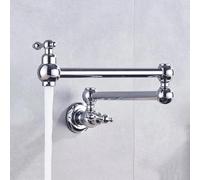 Wmmner Robinet de Cuisine Mural Pliant, Double Poignée Simple Froid, Nickel Brossé/Chrome/A