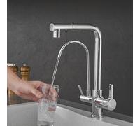 Wmmner Robinet de Filtre À Eau Élégant À 3 Voies - Robinet de Cuisine À Tirer Vers Le Bas Avec Mélangeur D'Évier À Double Mode Pour Cleau Potable Ean Idéale Pour Un Usage Domestique Installation Facil