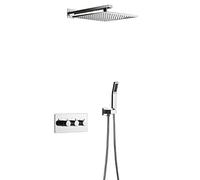 Wmmner Robinet de Mélangeur Den Ensemble de Douche À Effet Pluie Mural de 12'', Robinet de Douche Den En Laiton À 2 Fonctions. Salle Den Mélangeur de Pluie Douche Set Contrôle Dutat, Sans Tige de Leva