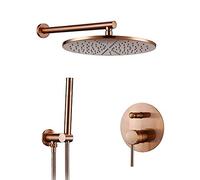 Wmmner Robinet de Mélangeur Den Ensemble de Douche de Salle Den,N Brossé Or Rose Pluie Faucet Ensemble de Robinets de Mélangeur de Dérivateur En Laiton Main 8-12" Tête de Douche Kit de Vanne de Bras M