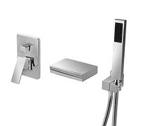 Wmmner Robinet de Mélangeur Den Ensemble de Robinet Degnoire Avec Douche À Main, Ledbec de Cascade, Robinet de Remplissage Degnoire À Poignée Unique de Salle Den Mural/Chrome