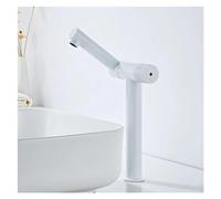 Wmmner Robinet de Salle Den À Rotation À 360 Degrés Mélangeur de Bassin Robinet Noir/Blanc Laiton Grand/Court Péchék Eau Chaude Et Froide À Poignée Unique, Robinets de Cuisine/Blanc/A