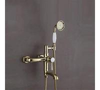 Wmmner Robinet D'Eau Systèmes de Douche Den Robinet Degnoire Ensemble de Douche de Salle Den Laiton Massif Lumière Brillante Or Monté Au Mur Mélangeur Chaud Et Froid Robinet de Robinet