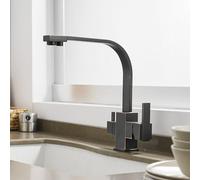 Wmmner Robinet D'Évier de Cuisine À 3 Voies - Robinet Mitigeur 3 En 1 Avec Doubles Poignées Et 2 Sorties D'Eau Pour L'Eau Potable Filtrée - Robinet de Cuisine Blanc Élégant/Ancien Noir