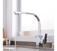 Wmmner Robinet D'Évier de Cuisine À 3 Voies - Robinet Mitigeur 3 En 1 Avec Doubles Poignées Et 2 Sorties D'Eau Pour L'Eau Potable Filtrée - Robinet de Cuisine Blanc Élégant/Chrome