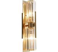 Wmmner Salle Den En Cristal À 2 Lumièresnity Light Appliques Murales de Haut En Bas Applique Murale Intérieure Vintage Gold Linear Long Strip Wall Lamp For Bedroom Bedside Living Room Hotels,