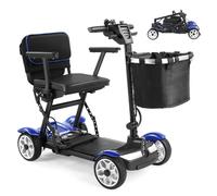 Wmmner Scooter de Mobilité Pliante Scooters de Mobilité À 4 Roues Design Confortable Et Pliable Portée de 20 Km Dispositif de Fauteuil Roulant Électrique À 4 Roues Avec Phare À Led, Avec Chargeur Et P