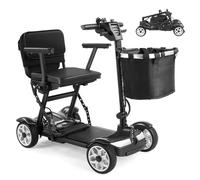Wmmner Scooter de Mobilité Pliante Scooters de Mobilité À 4 Roues Design Confortable Et Pliable Portée de 20 Km Dispositif de Fauteuil Roulant Électrique À 4 Roues Avec Phare À Led, Avec Chargeur Et P