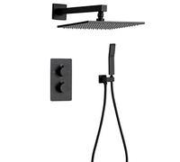 Wmmner Shower System, Wall Mounted Matte Black Brasstatic Rain Shower With 8-12/A/10 Tum