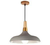 Wmmner Simple Pot Lid Single Head Chaner Modern Dining Room Light Nordic Wood And Aluminum Creative Lamps Industrial Hanging Lights For E27 Base Living Room Bedroom Bar Table Lighting