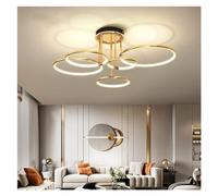Wmmner Suspension À Led Avec Télécommande Et Variateur D'Intensité - Anneau Doré Rotatif Salon Chambre À Coucher Suspensions Et Éclairage, Lustre/75 Cm