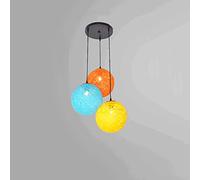 Wmmner Suspension, Abat-Jour En Rotin Coloré Lampe Suspendue E27 3-Lampe Tissée À La Main En Rotin Art Ball Pendentif Lampe Moderne Simple En Rotin Artisanal Plafond Suspendu Lumière Intérieure Éclair