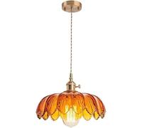 Wmmner Suspension de Ferme Lampe Suspendue de Plafond de Fleur En Verre Lustre de Plafond Rétro, Lampe Suspendue de Plafond À Led/Ambre