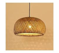 Wmmner Suspension, Dôme de Rideau En Bambou, Lampe Suspendue Rétro Cage Lustre, Kit D'Éclairage de Corde Réglable Luminaire Tissé Beige Asiatique Pour Salle À Manger (38 Cm * 20 Cm)/Une Couleur/38Cm*2