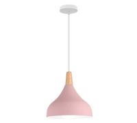 Wmmner Suspension En Bois Nordique Lampe de Plafond Art Déco E27 Luminaire Suspendu, Sus Modernelampes Suspendues E27 Droplights Pour Salle À Manger Îlot de Cuisine Mini Lustre (Bleu)/Rose