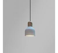 Wmmner Suspension En Ciment de Style Industriel Nordique E27 Retro Nostalgic Restaurant Hôtel Bed And Breakfast Chambre M-Ini Bois Massif Dôme Tête Unique Ciment Lampe Plafond Chaner Gris, Blanc/Blanc