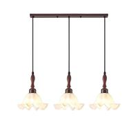 Wmmner Suspension En Verre Luminaire D'Îlot de Cuisine, Lampe Suspendue de Salle À Manger En Finition Café, Éclairage Suspendu D'Abat-Jour En Verre de Fleur Pour Le Chevet de La Chambre À Coucher (3 L