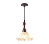 Wmmner Suspension En Verre Luminaire D'Îlot de Cuisine, Lampe Suspendue de Salle À Manger En Finition Café, Éclairage Suspendu D'Abat-Jour En Verre de Fleur Pour La Chambre À Coucher (1-Light)