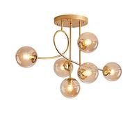 Wmmner Suspension, Lustres Led Nordic Postmodern Minimalist Glass 6 Heads Chandelier Creativesalon Chambre À Coucher Étude Atmosphère de Luxe Hôtel Villa Plafonnier Suspensions (Lumière Chaude)/Une Se