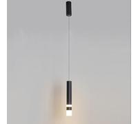 Wmmner Suspension Noire 6W Led Tube Métallique Luminaire Suspendu Downlight de Plafond Géométrique, Chambre À Manger Salon Bureau Lampes Suspendues, Lustre Cylindrique (6000K)
