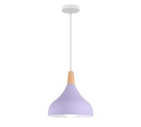 Wmmner Suspension Nordique En Bois Lampe de Plafond Art Déco E27 Luminaire Suspendu, Lampes Suspendues Modernes E27 Droplights Pour Salle À Manger Cuisine Îlot Mini Lustre (Noir)/Violet