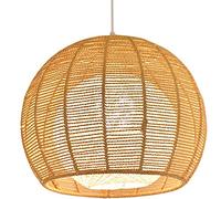 Wmmner Suspension Rétro En Bambou de Ficelle, Plafonnier En Lin de Rotin, 30/36Cm Créatiflampe Suspendue Tissée, Abat-Jour À Une Seule Tête E27 Chaner, Pour Restaurant, Café, Chambre À Coucher/Brun/14