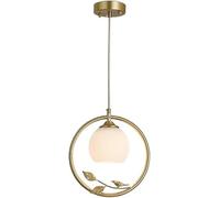 Wmmner Suspension, Suspension Simple Boule de Verre Avec Décoration Rayée, Lumières Traditionnelles Orientales En Métal de Cuivre, Lumière de Cuisine