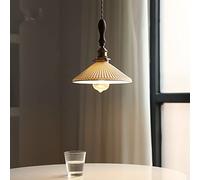 Wmmner Suspensions de Plafond, Lustre En Céramique de Restaurant Japonais Noyer Laiton Céramique Plissée Duplex Chambre À Coucher Lampe Suspendue de Chevet E27 Bar Salle de Thé Séjour Chez L'Habitant