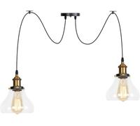 Wmmner Suspensions Multiples Réglables Diy Ceiling Spider Lamp, Laiton V-Intage Industrial Clear Glass Shade Chandelier Hanging Lighting, Led Ceiling Lamp/Une Seule Couleur/2 Lumières