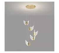 Wmmner Suspensions Nordiques En Forme de Cygne À Led, Lustre Créatif de Luxe, Lampe Suspendue de Chevet, Luminaires Pour Restaurant Et Escalier, Moderne/Blanc Froid/5 Têtes