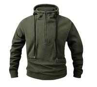 Wmmner Sweat À Capuche À Fermeture Éclair Quart de Longueur Pour Hommes Avec Double Poche, Polaire Thermique, Pull-Over, Hiver, Automne, Casual, Fermeture Éclair Quart de Longueur, Sweat-Shirt, Mantea