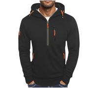 Wmmner Sweats À Capuche À Fermeture Éclair Complète pour Hommes Chemise d'automne Solide À Manches Longues Veste À Capuche Légère À La Mode pour Hommes avec Poche Zippée/Noir/s