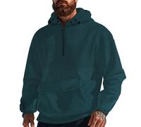 Wmmner Sweats À Capuche À Fermeture Éclair Quart de Longueur Pour Hommes Sweats Molletonnés À Capuche Avec Fermeture Éclair Quart de Longueur Et Poche 2025 Couleur Unie Pulls À Manches Longues/Sweat À