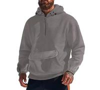 Wmmner Sweats À Capuche À Fermeture Éclair Quart de Longueur Pour Hommes Sweats Molletonnés À Capuche Avec Fermeture Éclair Quart de Longueur Et Poche 2025 Couleur Unie Pulls À Manches Longues/Sweat À