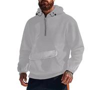 Wmmner Sweats À Capuche À Fermeture Éclair Quart de Longueur Pour Hommes Sweats Molletonnés À Capuche Avec Fermeture Éclair Quart de Longueur Et Poche 2025 Couleur Unie Pulls À Manches Longues/Sweat À