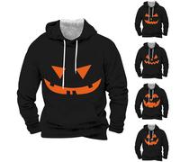 Wmmner Sweats À Capuche Halloween Pour Hommes Sweats À Capuche Avec Imprimé Jack O' Lantern Sweats À Capuche Avec Imprimé Citrouille Poche Pulls À Manches Longues/Noir5/S