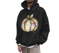 Wmmner Sweats À Capuche Halloween Pour Hommes Sweats À Capuche Avec Poche Imprimé Citrouille Sweats À Capuche Jack O' Lantern Pulls À Capuche À Manches Longues/Noir/Xl